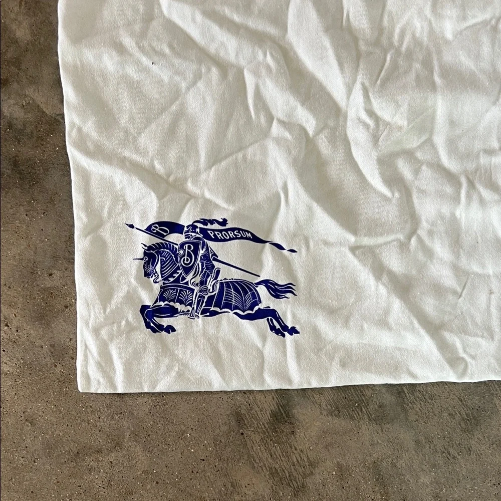 Authentic Burberry Prorsum White Dust Bag with Navy Motif of blue knight
